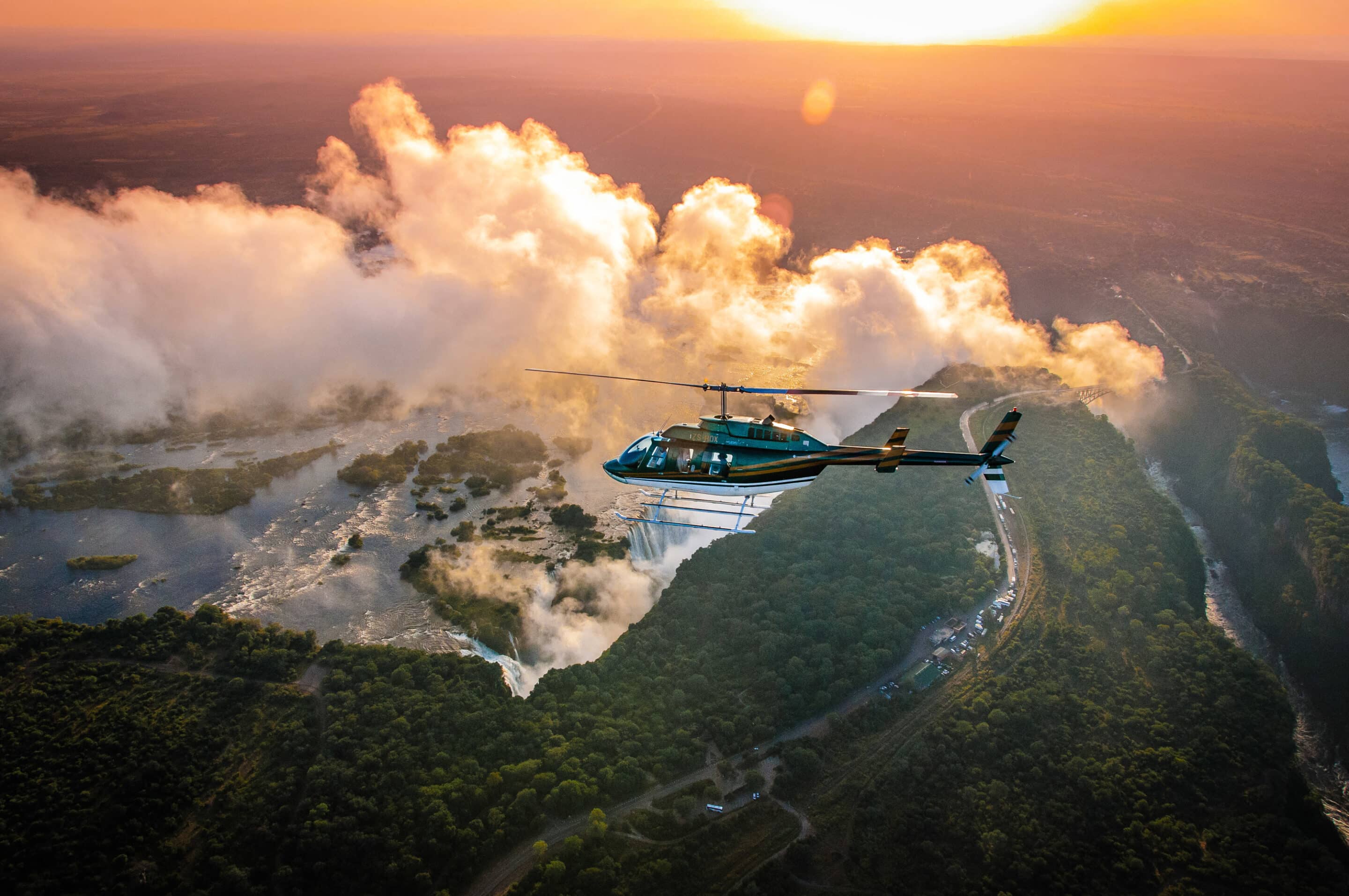 helicopter flight over Victoria Falls